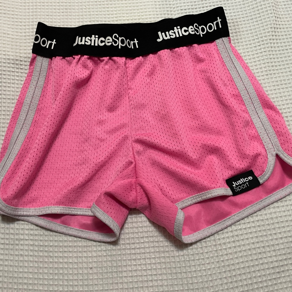 Justice Sport Girls Pink Mesh Athletic Shorts
